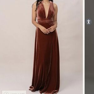 Elegant Brown Velvet Evening Gown
